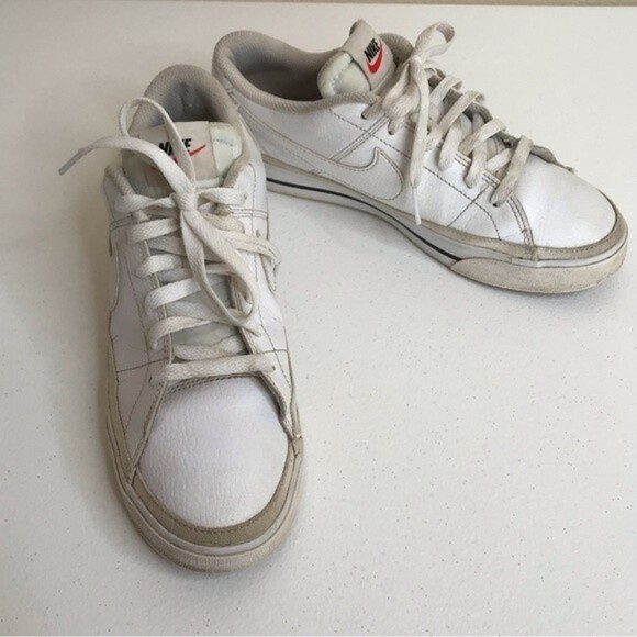 Nike Court Legacy Leather White on White Sneakers Tennis Shoes Women Size 8.5 - Picture 13 of 13
